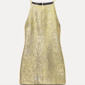 BRAND NEW ZARA SHINY GOLD DRESS SIZE SMALL